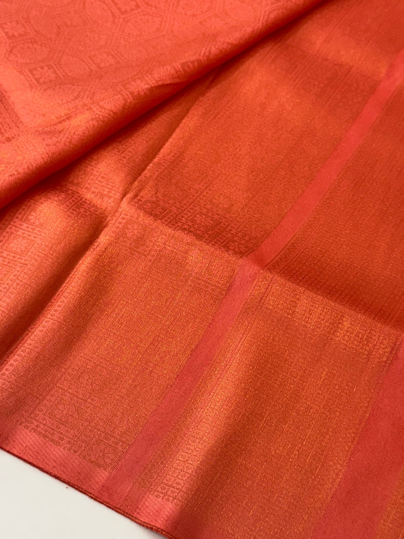 Brocade soft silk saree in copper zari weaving  MS6771