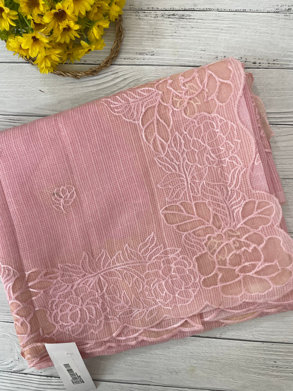 Soft kota silk saree with applique work MS85432 Pink