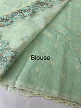 Phulkari NetKota embroidery saree - MSH126 Pastel PistaGreen