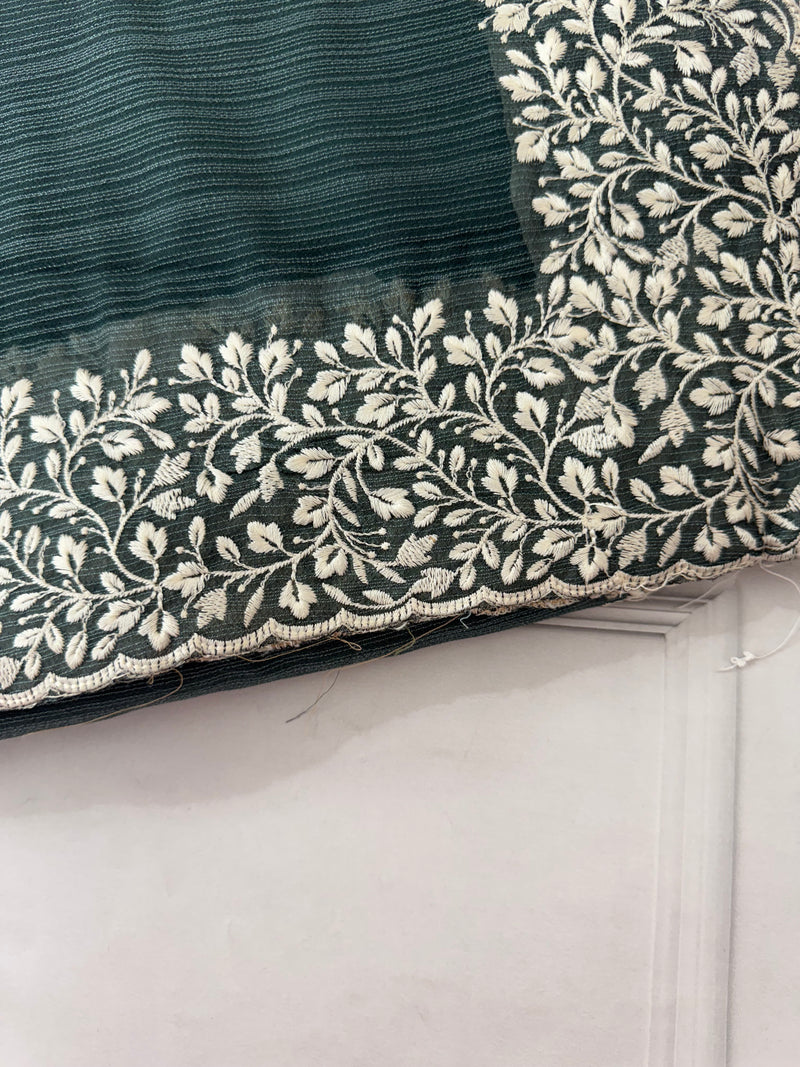 Chiffon Georgette saree with embriodery border - SRDIRR