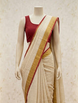 Blended checks tussar saree MKT122 - Red