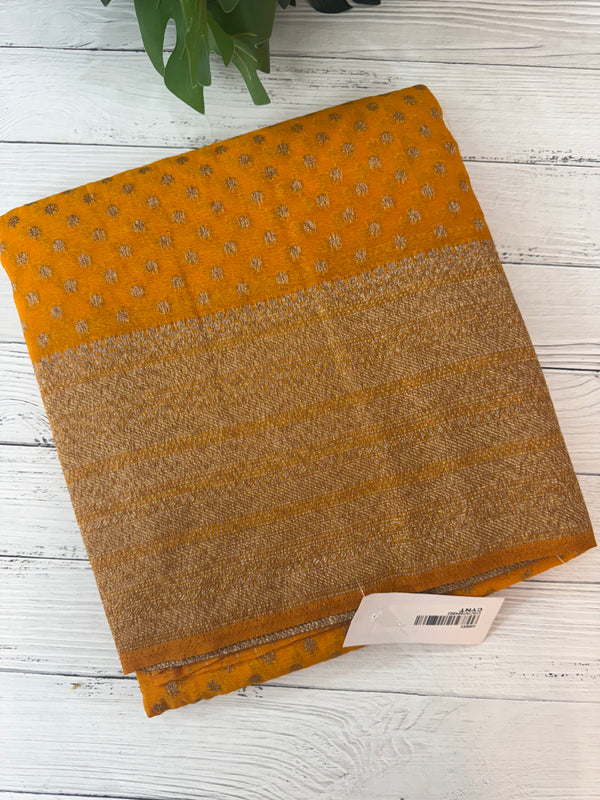 Semi banarasi Khaddi Georgette saree - MS1476 Mustard
