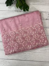 Glassy tissue organza saree with embroidery FKSF133- PastelPink