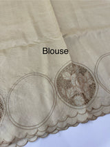 Tussar chanderi cutwork saree MSTC121 Beige