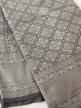 Banarasi semi katan saree in silver zari SHKNRIM- Ash