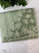 Cutwork Semi tussar saree MTSS680 - DuskyGreen