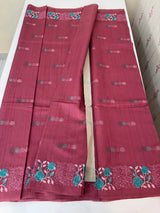 Crushed Matka Blended Tussar silk saree with embroidery MS4890 - DuskyRose