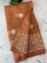 Soft kota checks saree with embroidery - MS7676 DuskyOrange