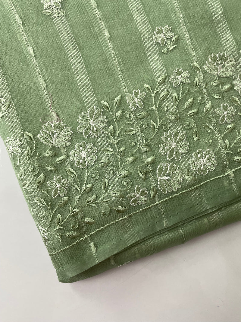 Jute Organza saree with embroidery MJOS135 DustyGreen