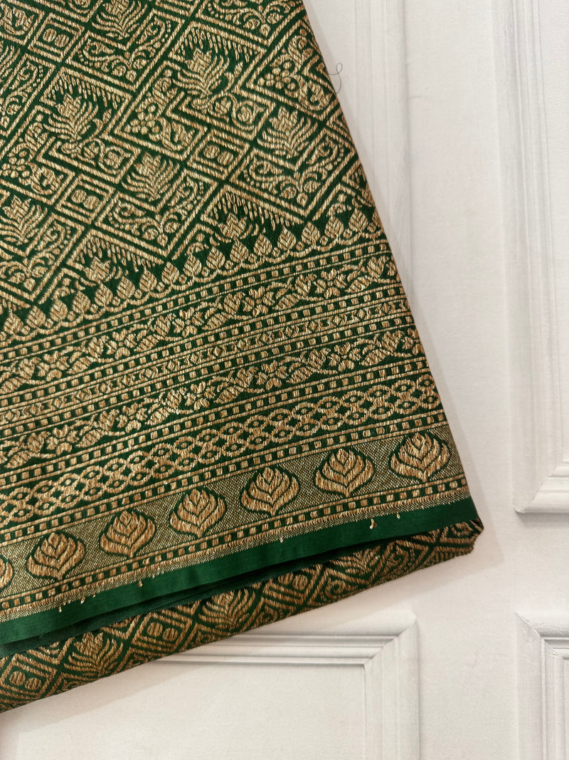 Banarasi semi katan saree SHKNSNM BottleGreen