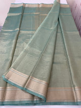 Tissue silk saree with border MS9453 DustyBlue