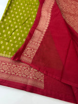 Banarasi viscose Georgette saree MKGS611 - ParrotGreen to Maroon