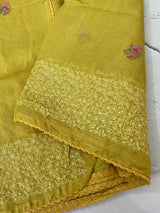 Kota checks embriodery saree MS7689 MustardYellow