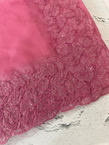 Soft Organza saree with embroidery sequins borders - MSH5778 Pink