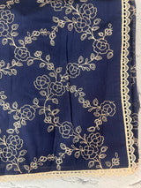 Blended tussar silk saree with embroidery- MSH158 DarkBlue
