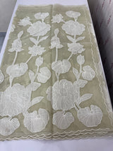 Semi organza saree with appliqué work - MSH906 PastelGreen