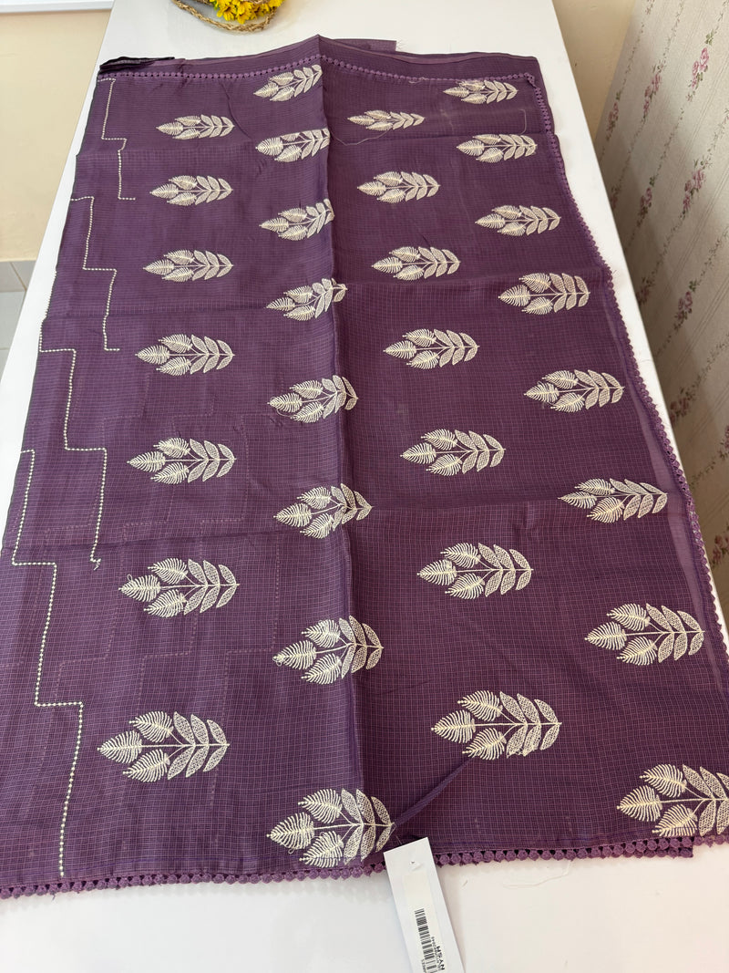 Soft kota silk saree with embriodery MS14809- DarkMauve