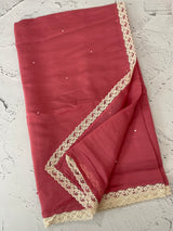 Blended Malai chanderi saree with lace borders MS5568