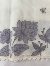 Tissue mix soft silk saree with applique work MTSS5432 White to Grey