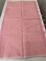 Moonga checks saree with embroidery MSH219 Pink