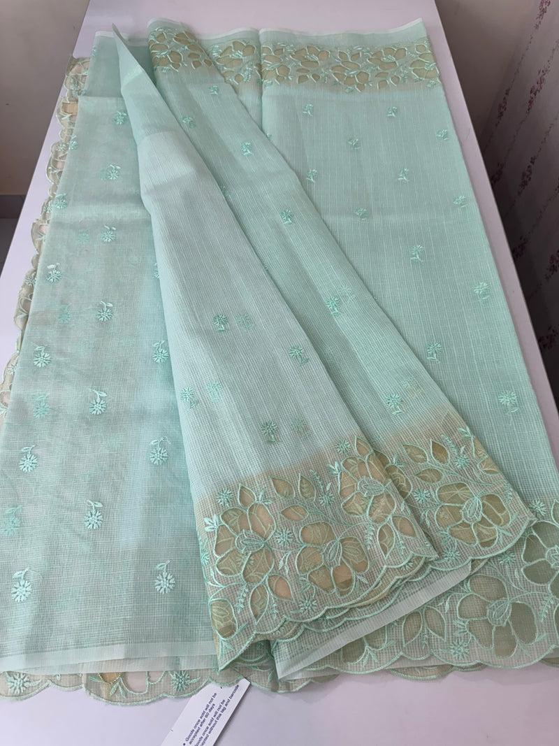Soft kota silk saree with applique work MS85432 LightBlue