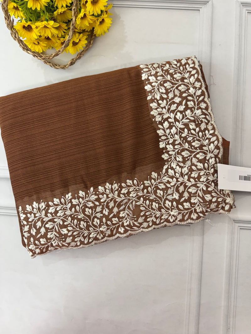 Chiffon Georgette saree with embriodery border - SRDIRR
