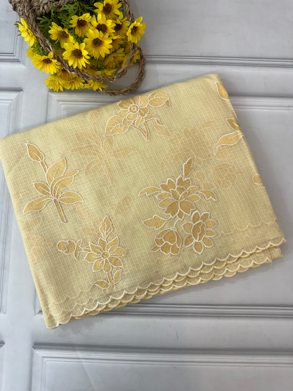 Soft kota silk saree with embroidery and scalloped border MS15232