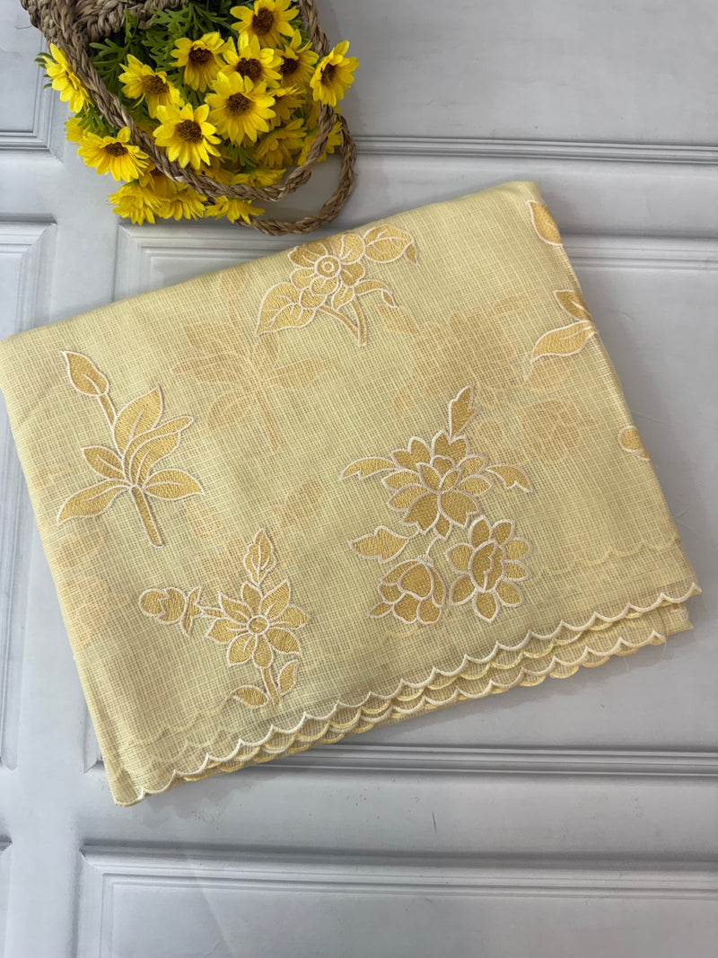 Soft kota silk saree with embroidery and scalloped border MS15232
