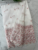 Glass tissue organza saree with embroidery MSF132 White to DustyPeach