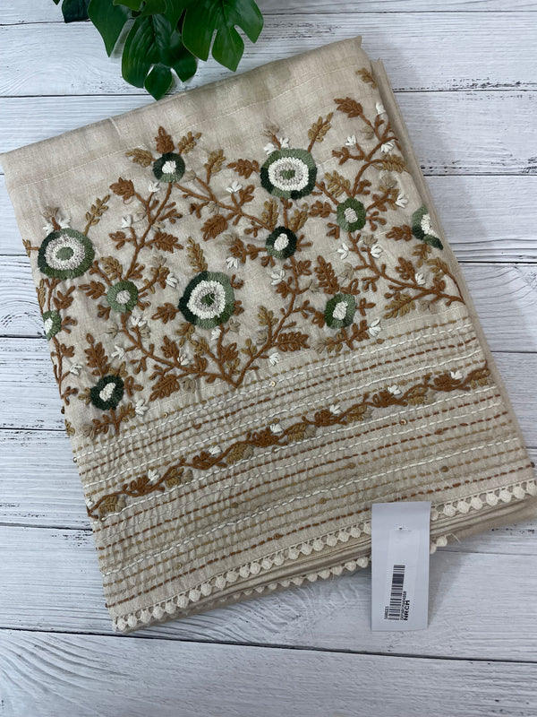 Kanta Handstitched Blended tussar silk saree MS90543