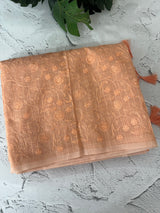 Moonga checks saree with embroidery MSH219 - Peach