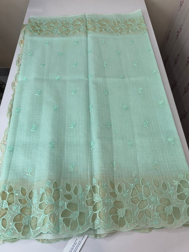 Soft kota silk saree with applique work MS85432 LightBlue