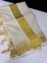Kerala cotton saree checks - Mango border