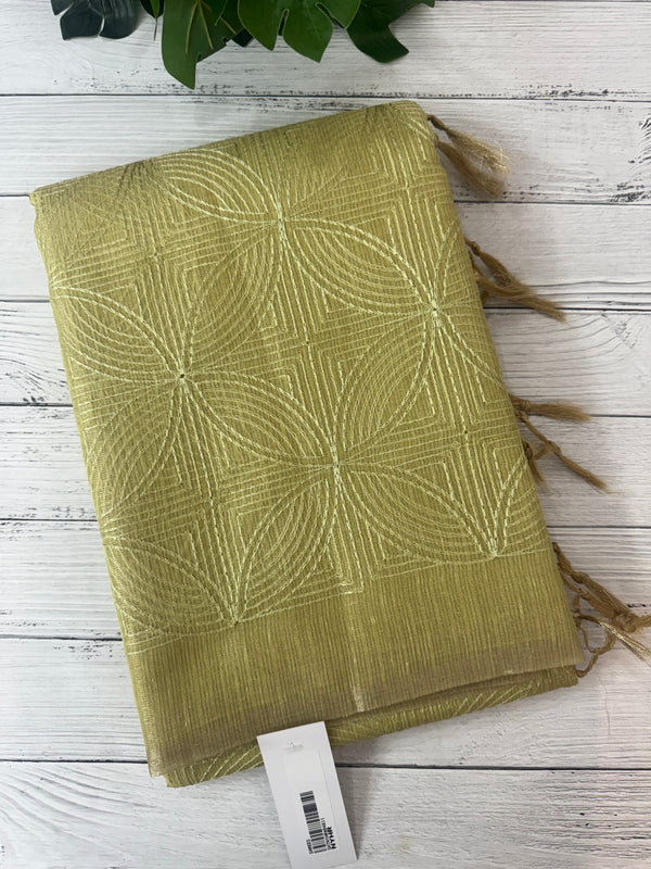 Tissue Silk embriodery saree MS49888 - DuskyGreen
