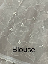 Organza saree with tissue applique work MS5081 Pastel CloudGrey