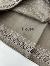 Cutwork Blended Jute - tussar saree MTS9079