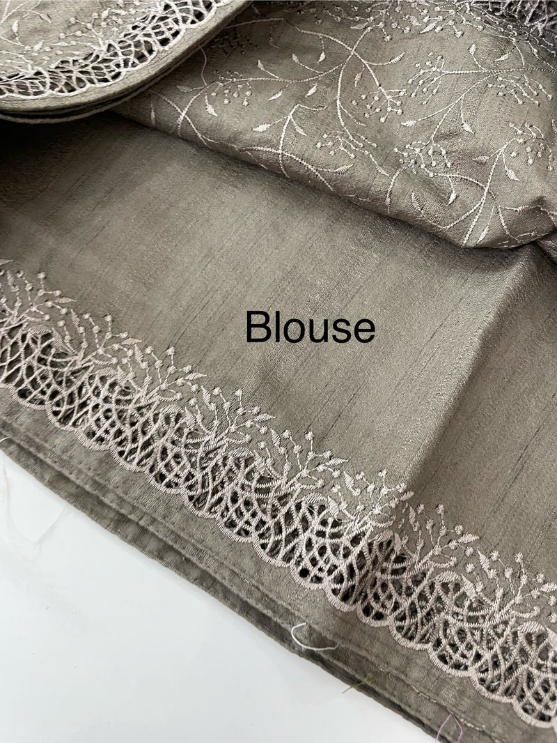 Cutwork Blended Jute - tussar saree MTS9079