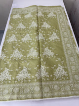 Premium Soft kota silk saree with chikankari embroidery MS9054 PastelGreen