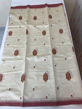 Blended tussar saree with cross embriodery - MSH1456