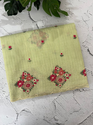 Premium Soft kota silk saree with embroidery MSS678- PastelGreen