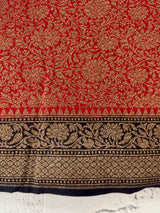 Banarasi semi katan saree with contrast border MKS455 Red to DarkBlue