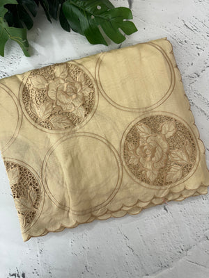 Tussar chanderi cutwork saree MSTC121 Beige