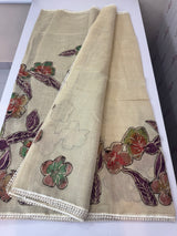 Tissue linen saree with applique work MLS5478