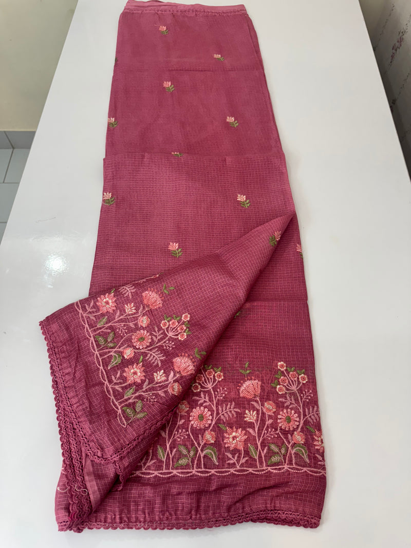 Soft kota checks saree with embroidery - SVPSNM