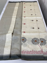 Blended tussar silk saree with embroidery- MSH490