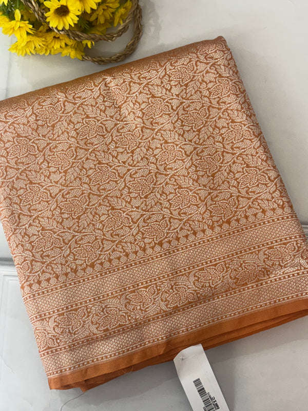 Banarasi semi katan saree in silver zari SHSNRIC