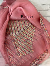 Tissue organza saree with fully worked blouse MS14176