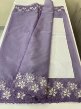 Soft organza saree with sequins cutwork borders- MCW541 - LightPurple