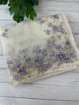 Organza saree with prints & hand embriodery work MS15333