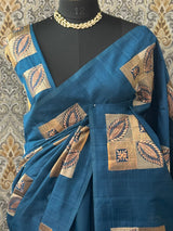Blended tussar silk saree with embroidery - MS78911